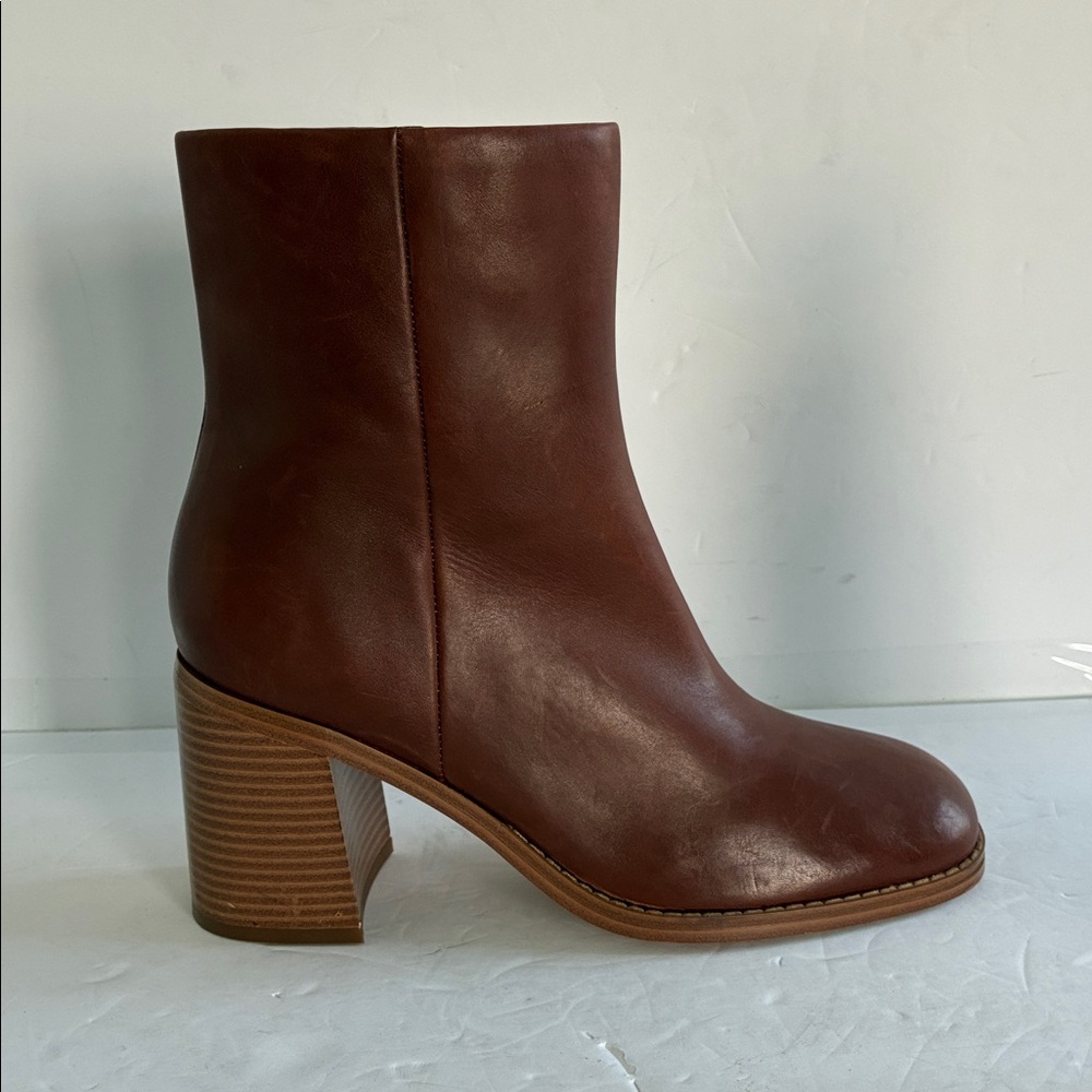 Marc Fisher Lianna Women's Brown Leather Block Heel Ankle Boots Size 9.5 NEW - Picture 4 of 10